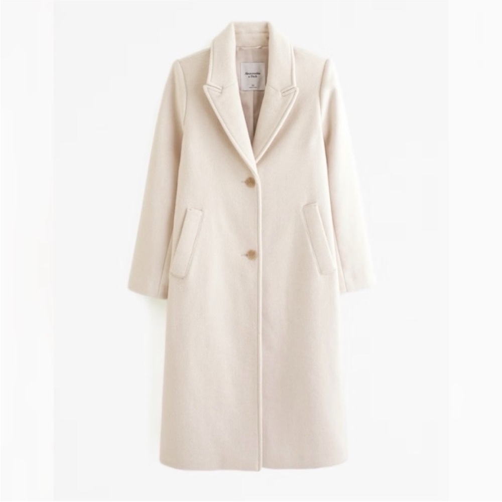 Abercrombie Cream Wool-Blend Coat